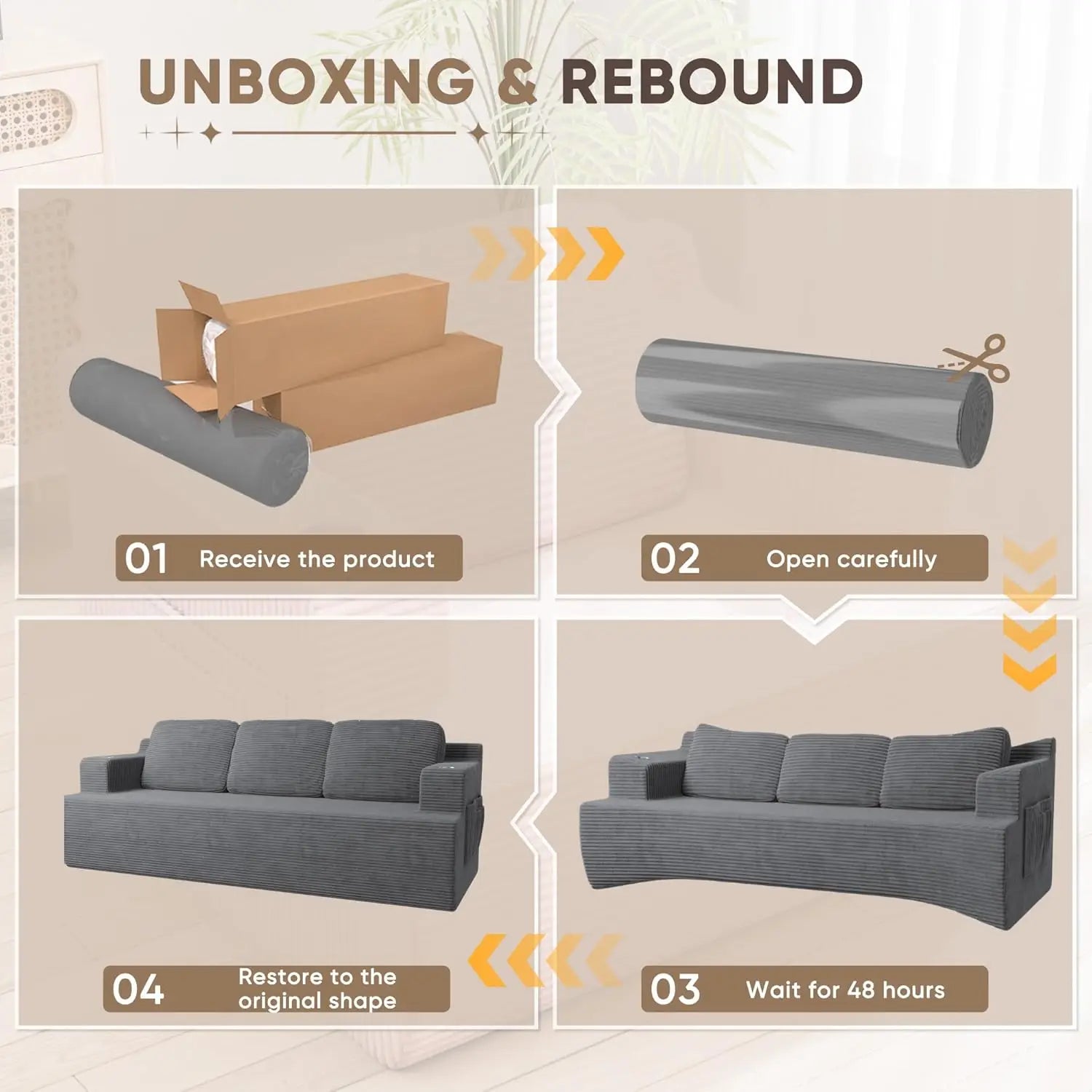 Comfy Corduroy Deep Seat Sofa