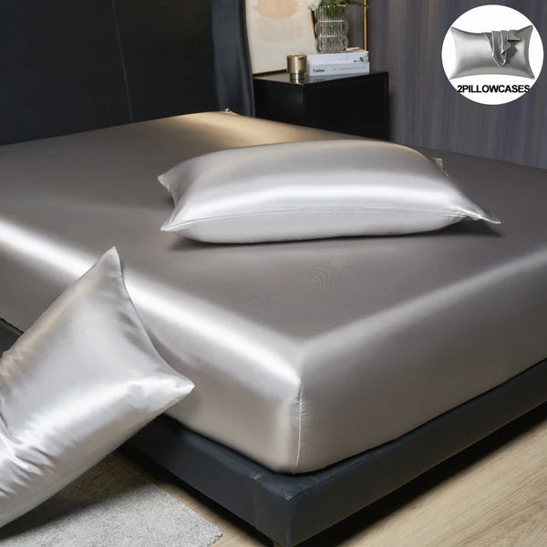 Silk-Like Satin Fitted Sheet Set