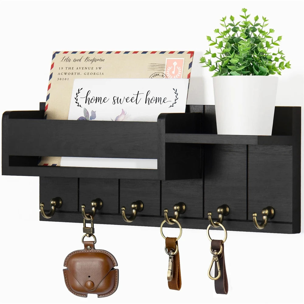 Rustic Wall Key Rack and Shelf
