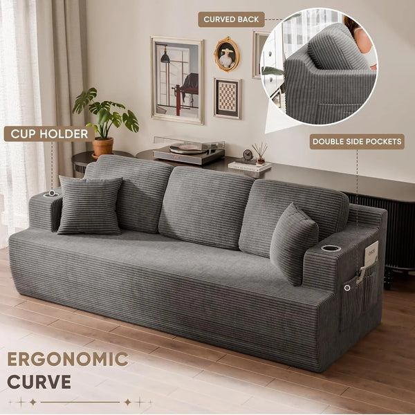 Comfy Corduroy Deep Seat Sofa