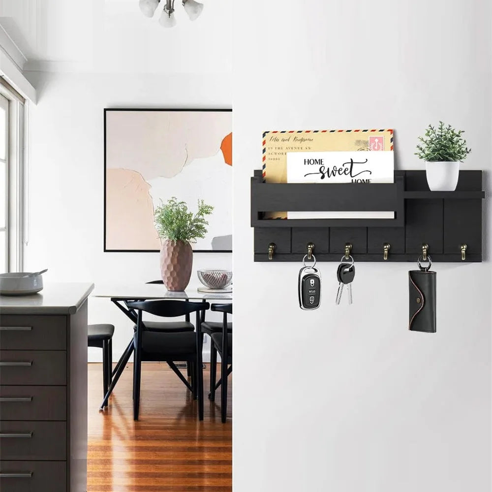 Rustic Wall Key Rack and Shelf