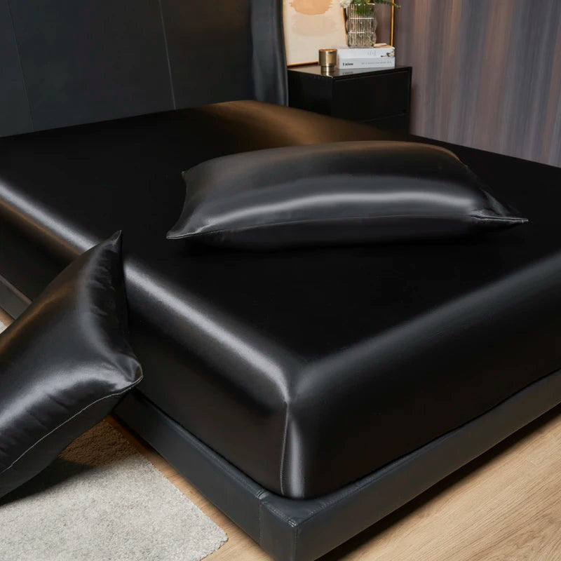Silk-Like Satin Fitted Sheet Set