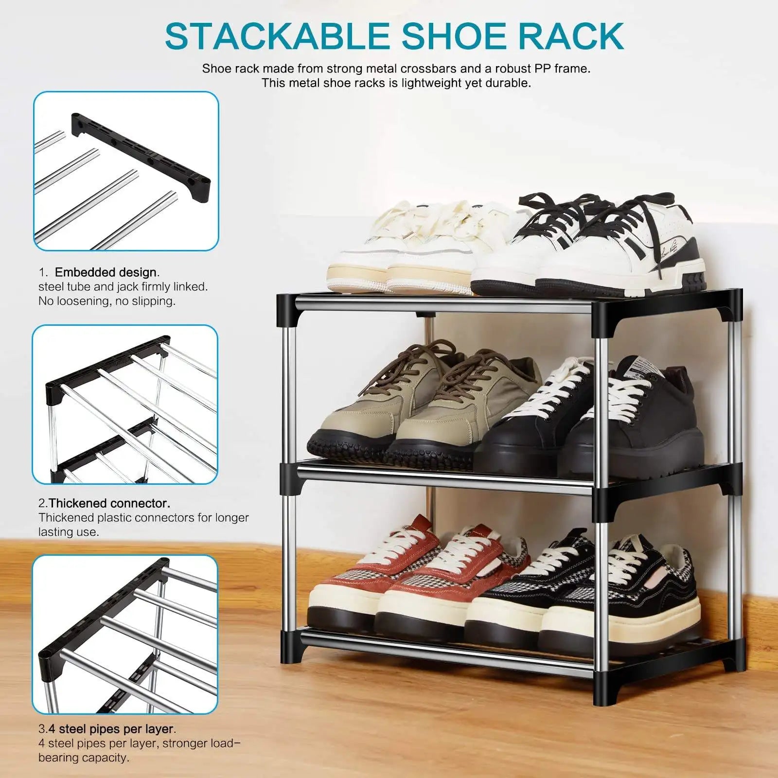 StackFit Modular Space-Saving Shoe Organizer Rack