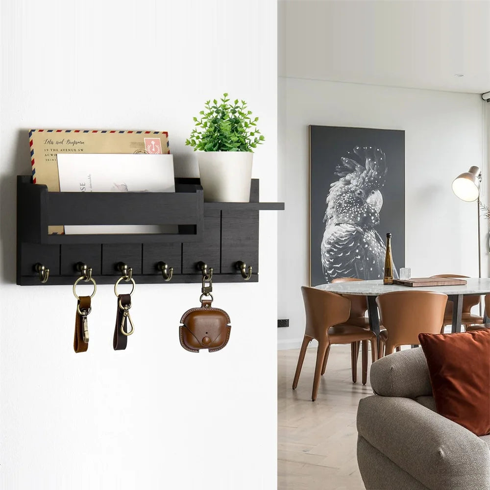 Rustic Wall Key Rack and Shelf