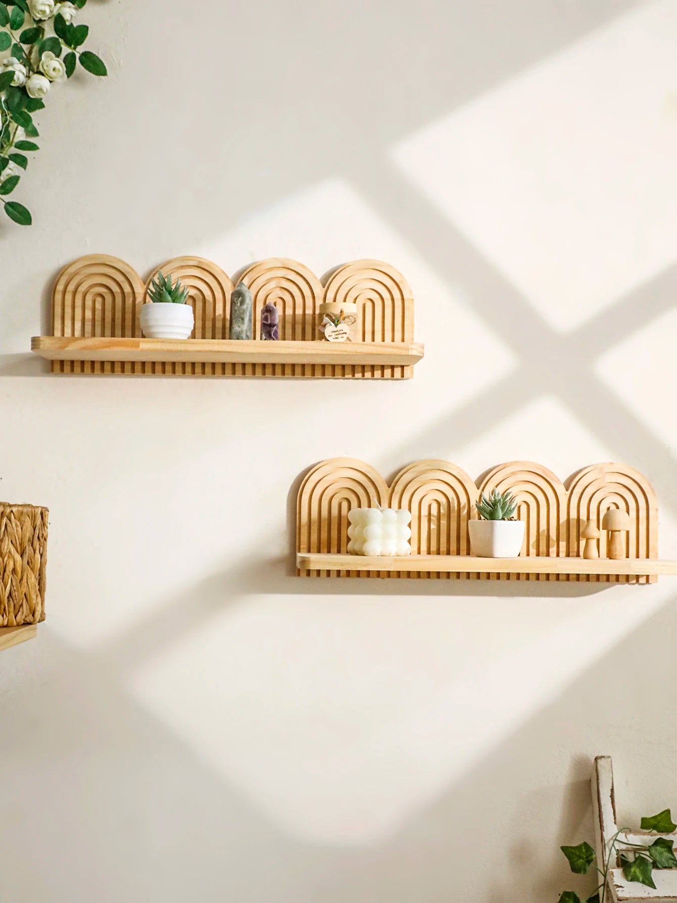 Boho Arched Wood Shelves