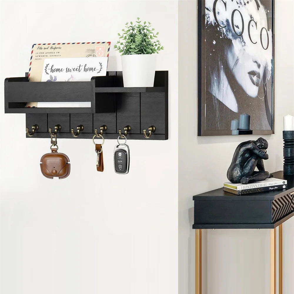 Rustic Wall Key Rack and Shelf